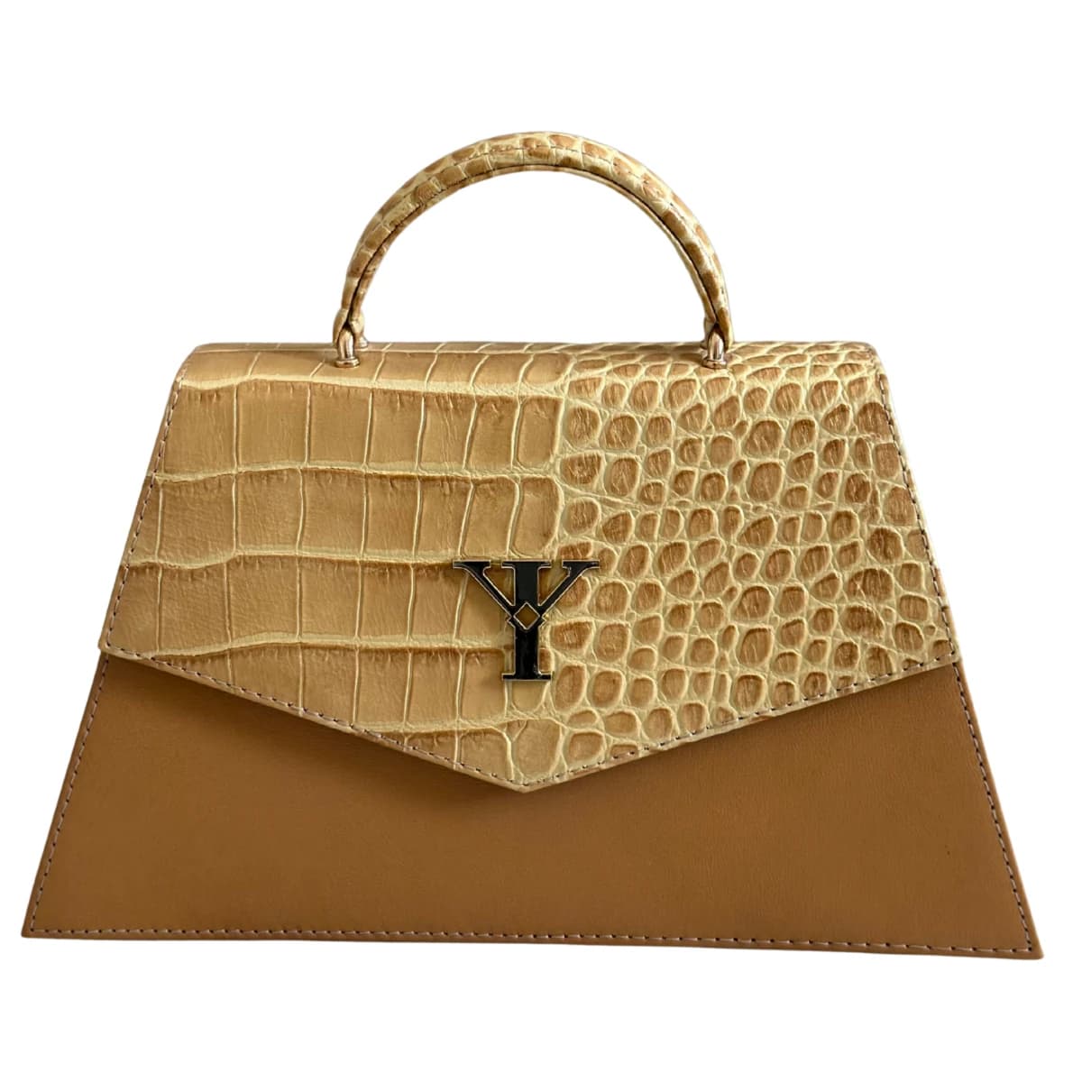 Jigéen Croco Camel — Cuir embossé crocodile, coloris camel